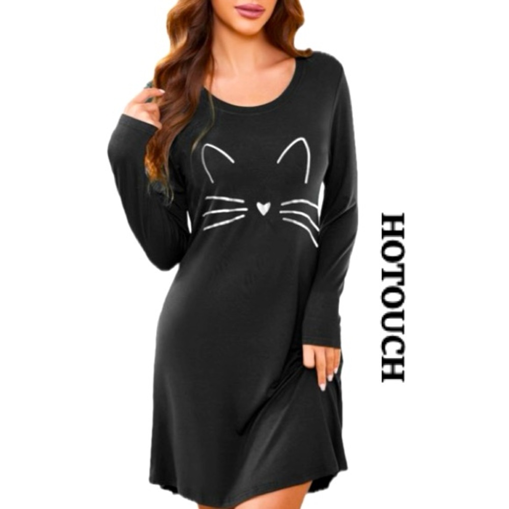 HOTOUCH Halloween Cat Night Gown Sleep Shirt Women’s Size Large